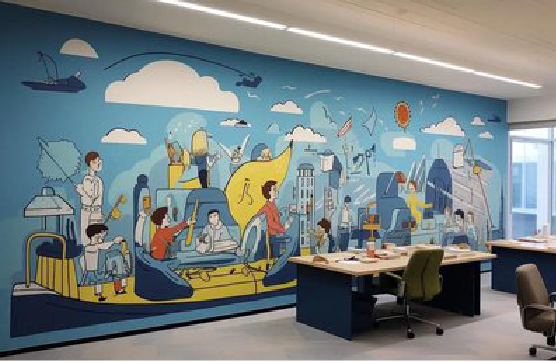 宜城办公室墙绘的特点。
